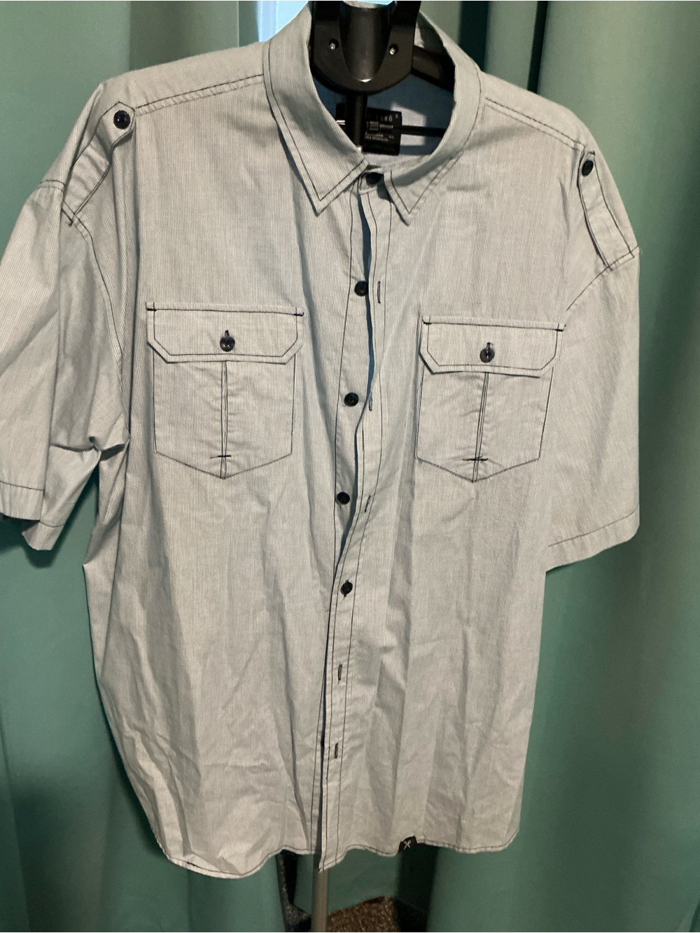 Mens Size 3XL  Marc Ecco Blue checked short sleeve shirt